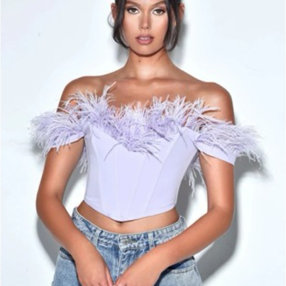 Purple Embellished Bustier Crop Top